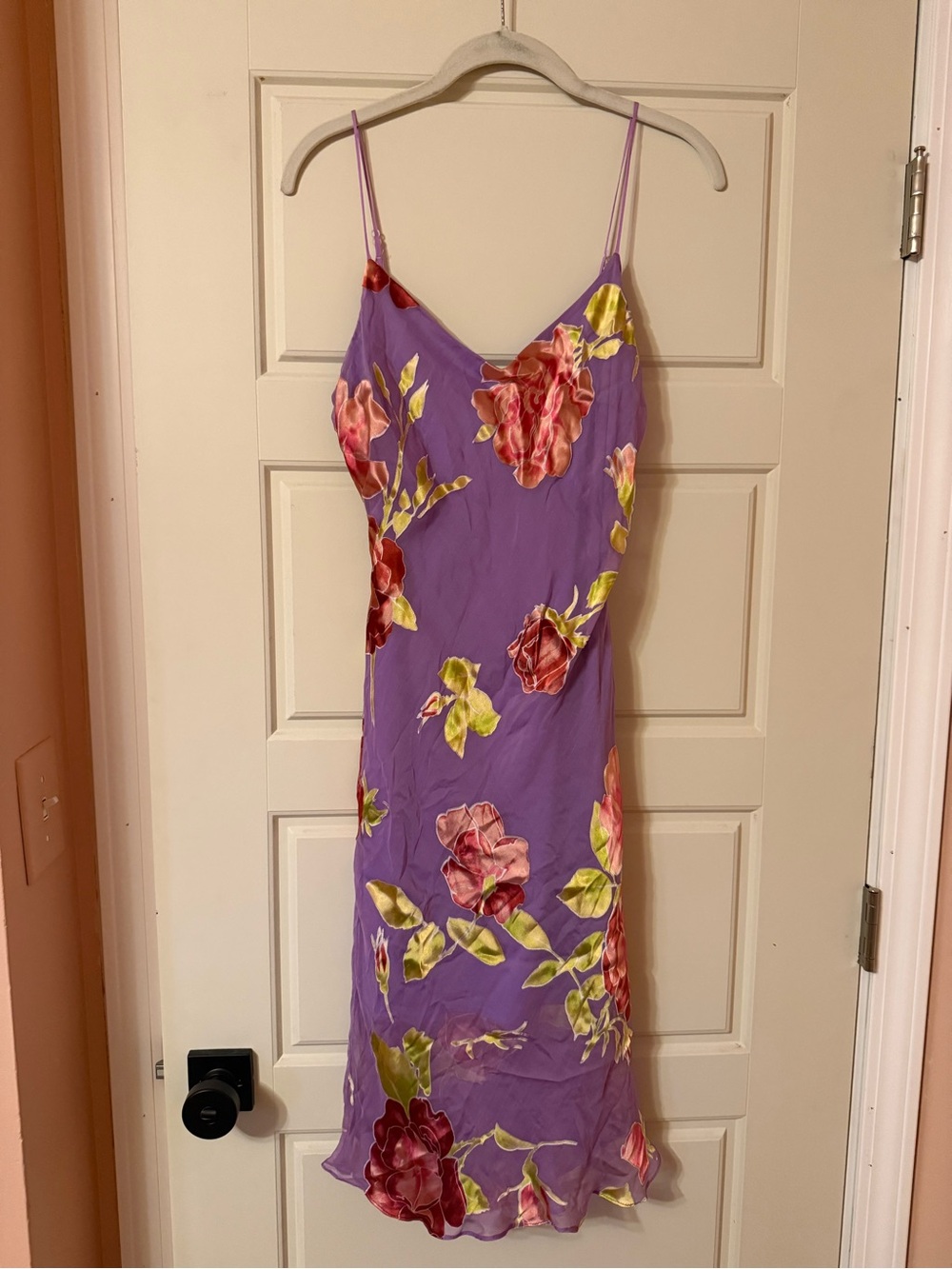 Vintage 90s/Y2K Betsey Johnson velvet burnout silk floral slip dress, size M - Picture 1 of 6